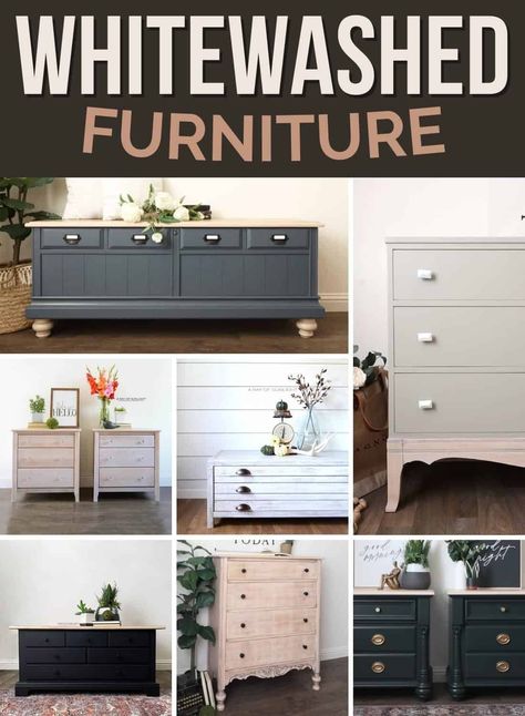 We gathered some ideas to help you get started with transforming your next project with whitewashed furniture. Farmhouse Industrial Coffee Table, Whitewashed Furniture, Whitewash Furniture, Best Paint For Wood, White Washed Furniture, Weathered Wood Finish, Coffee Table Makeover, Dresser Redo, Kitchen Table Makeover