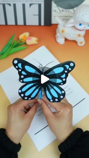 How To Make Flying Butterfly, Montessori Butterfly Activities, Paper Butterfly Crafts For Kids, Flying Butterfly Craft, Flying Paper Butterfly, Paper Butterflies Diy, Flying Butterfly Card, Butterfly Crafts For Kids, Butterfly Crafts Preschool