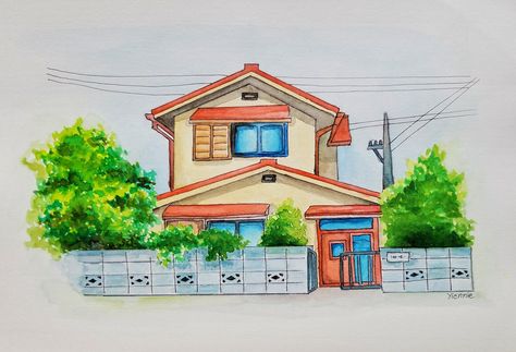 #doraemon #nobita #drawing #watercolor Doraemon Nobita Drawing, Nobita Drawing, Place Sketch, Doraemon Nobita, 30 Day Drawing Challenge, Vibrant Home, Home Painting, Marvel Drawings, House Sketch