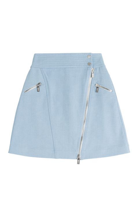 Karl Lagerfeld Cotton Skirt with Zipper, $525; stylebop.com - ELLE.com 60s Mini Skirt, Front Zipper Skirt, Blue Cotton Skirt, Shiny Skirts, Rok Mini, Cotton Skirts, Blue Mini Skirt, Zipper Skirt, Couture Mode