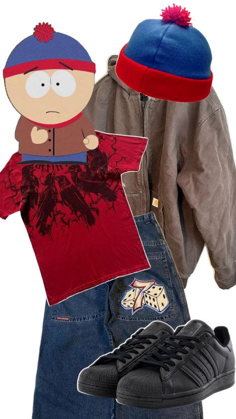 Humor, south Park, Stan Marsh outfit Kenny South Park Halloween Costume, Kyle South Park Costume, South Park Background Characters, Kenny South Park Costume, South Park Outfit Ideas, Southpark Costume, South Park Inspired Outfits, South Park Clothes, Bennie Outfits