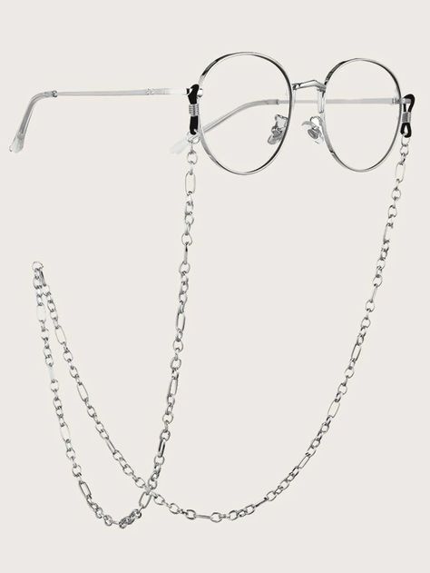 Emo Glasses, Emo Jewelry, Chains Aesthetic, Oval Glasses, نظارات شمسية, Cool Glasses, Cute Glasses, Sunglass Chain, Eyeglass Chain