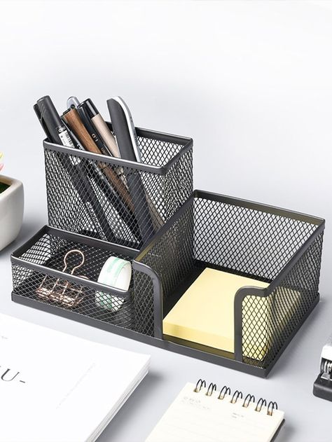 Black  Collar  Iron  Pen Holders Embellished   Desk Accessories Desk Stationery, Mini Notebooks, Metal Pen, Office Items, Stationery Storage, File Storage, Grid Design, Silver Prices, Desk Organizers