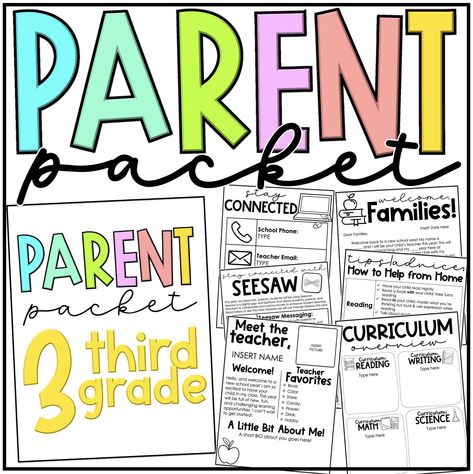 3rd Grade Parent Packet by Miss West Best School Open House Treats Parent Night, Classroom Information For Parents, Open House Paperwork For Parents, Back To School Information For Parents, Back To School Night Parent Activity, Meet The Teacher Packet, Open House Classroom Ideas, Back To School Night Ideas For Teachers, Open House Gifts For Students