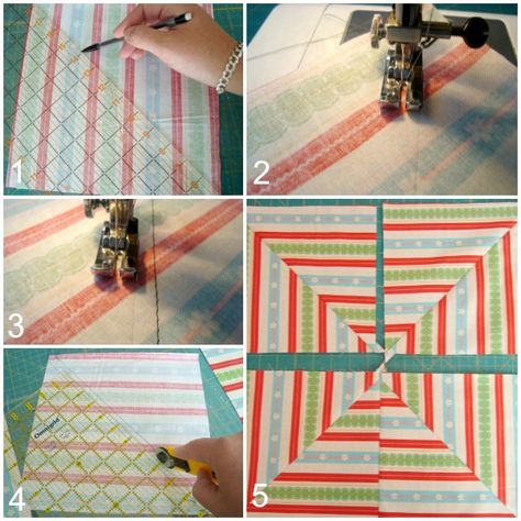 Quilt Squares Tutorial Using Striped Fabric Quilt Blocks Using Striped Fabric, Striped Quilts Easy, Quilts With Striped Fabric, Striped Fabric Quilts, Stripe Quilts, Striped Quilts, Stripe Quilt Pattern, Fabric Tutorial, Quilt Heart