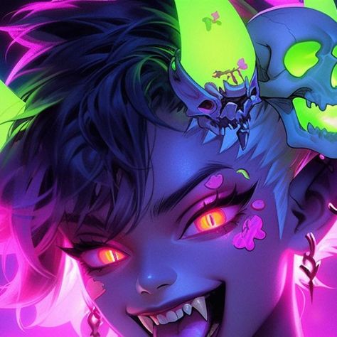 Neon Vampire, Kawaii Boy, Kawaii Core, October 23, Neon Lights, Artist On Instagram, Neon Lighting, Digital Artist, Fantasy Art