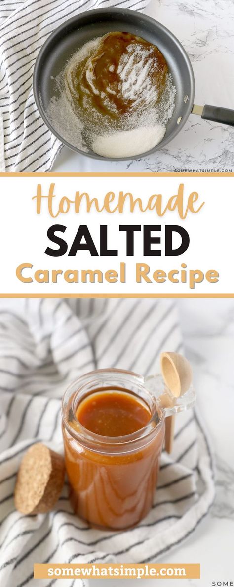 This Homemade Salted Caramel Recipe is so delicious. If you love caramel sauce as much as I do, you are going to LOVE learning how to make salted caramel sauce from scratch! This quick and easy salted caramel sauce comes together in just a few minutes and it requires 4 simple ingredients that you probably have in your kitchen right now! This recipe also doesn’t require the use of a candy thermometer – just a saucepan over the stove is all you’ll need! Your taste buds to fall in LOVE! How To Make Salted Caramel, Make Caramel Sauce, Salted Caramel Recipe, Easy Salted Caramel, Salted Caramel Sauce Recipe, Caramel Sauce Recipe, Homemade Salted Caramel, Dessert Hacks, Caramel Treats