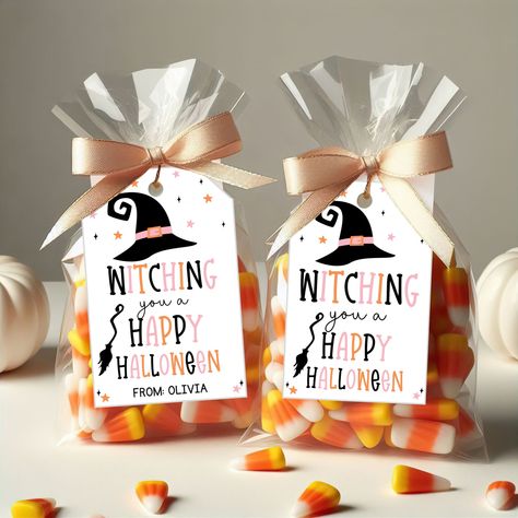 Halloween Gift Tag | Witching You a Happy Halloween Treat Tag | Printable and Editable Gift Tags | Instant Download Classroom Halloween Treats, Gift Tag Templates, Halloween Treat Tags, Classroom Halloween, Editable Gift Tags, Tag Templates, Gift Tag Template, Halloween Tags, Halloween Treat Bags