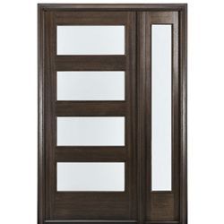 MAI Doors C4-CS1-1 Full Lite Mahogany Entry Door with Matching Sidelite Mahogany Entry Doors, Wood Front Entry Doors, Solid Wood Entry Doors, Glass Closet, Contemporary Door, Wood Entry Doors, Wood Exterior Door, Old Shutters, Contemporary Doors