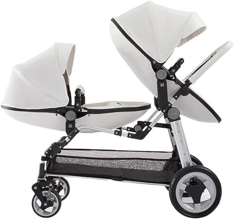 Grafken Twin Strollers, Front and Rear Seats, High-View Eggshell Strollers, Foldable, Mother's Stroller, One-Key Storage (Color : White) #sponsored Stroller Twins, Orbit Stroller, Double Baby Strollers, Best Convertible Car Seat, Twin Strollers Infants, Folding Stroller, Luxury Stroller, Best Baby Strollers, Twin Strollers