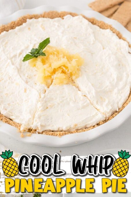 No Bake Pineapple Pie, Cool Whip Pies, Graham Cracker Crust Recipe, Cool Whip Desserts, Pineapple Dessert, Pineapple Pie, Baking Recipes Pie, Pineapple Dessert Recipes, Baked Pineapple