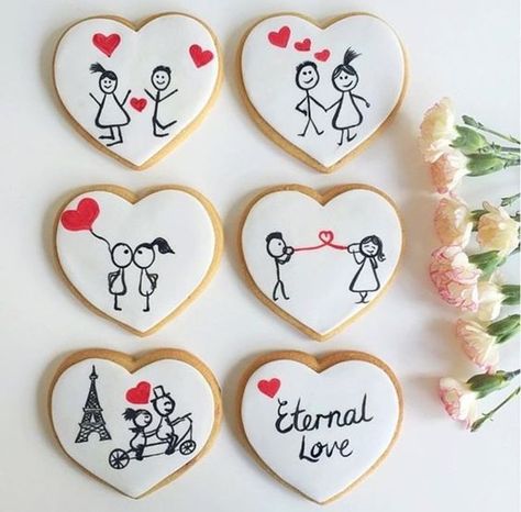 Valentine Cookies Decorated, Cookie Factory, Minnie Mouse Cookies, Bridal Cookies, Valentine Sugar Cookies, Cookies Decoradas, Cookie Images, Valentines Day Cakes, Valentine Cake