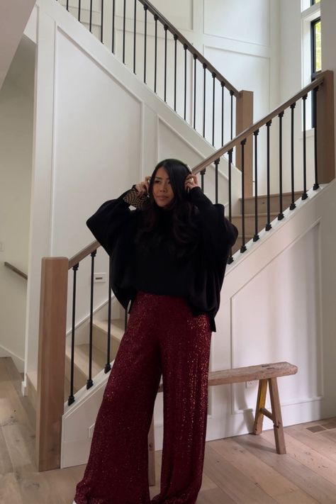 Shop Flawless Sparkle Wine Red Sequin … and other curated products on LTK, the easiest way to shop everything from your favorite creators. Red Sequin Pants Outfit, Red Sequin Pants, Shimmer Outfit, Sequins Pants Outfit, Sequin Pants, Red Sequin, Red Pants, Winter Clothes, Wine Red