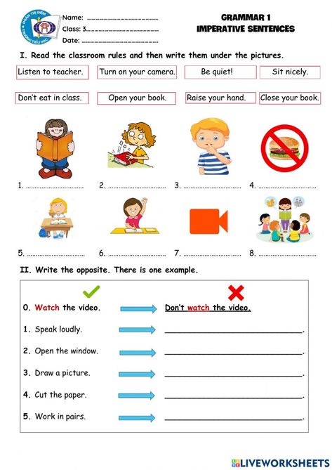 To Be Sentences Worksheet, Parts Of A Sentence Worksheet, Command Verbs Worksheets, Imperative Sentences Worksheet, Imperative Verbs Worksheets, Imperative Verbs, Types Of Sentences Worksheet Grade 5, Expand Sentences Worksheet, Imperative Sentences