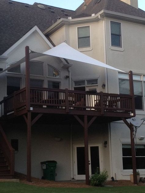 shade sail installation in atlanta area, decks, outdoor living, View from below after the insallation Shade Sail Installation, Deck Cover, Deck Shade, Sail Shade, Small Pergola, Backyard Shade, Sun Sail Shade, Patio Shade, Backyard Pergola