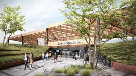 Mecanoo is Helping Commuters Find their Way With Vibrant Plans for Ede Wageningen Train Station | ArchDaily Train Station Architecture, Backyard Canopy, Timber Roof, Wedding Canopy, Garden Canopy, Architectural Competition, Door Canopy, Fabric Canopy, Canopy Lights