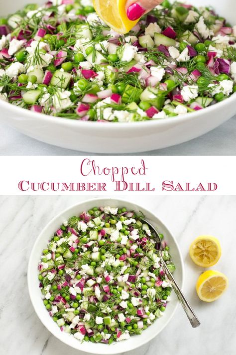 Chopped Dill Salad, Chopped Cucumber Salad Recipes, Dill Side Dishes, Chopped Cucumber Salad, Bbq Side Dishes Healthy, Summer Salads For Bbq, Grilled Entrees, Salad For Bbq, Dill Salad Recipe