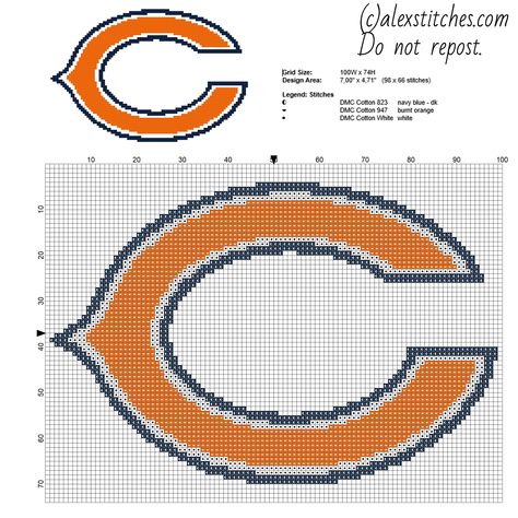 Chicago Bears National Football League NFL team free cross stitch pattern Football Cross, Crochet Football, Free Cross Stitch Pattern, Sports Ideas, Chicago Bears Logo, Free Cross Stitch Patterns, Graph Patterns, Plastic Canvas Coasters, Graph Crochet