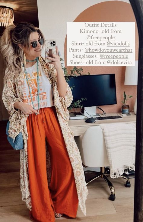 Duster Kimono Outfits, Summer To Fall Transition Outfits Boho, Modern 70s Aesthetic Outfit, Fall Western Boho Outfits, Earthy Style Summer, Tomboy Style Outfits Feminine Summer, Christian Boho Outfits, Plus Size Earthy Outfits Summer, Boho Duster Outfit