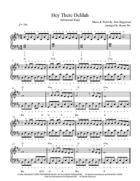 Hey There Delilah by Plain White T's Piano Sheet Music | Advanced Level Hey There Delilah Guitar Tab, Hey There Delilah Piano, Hey There Delilah Aesthetic, Carol Aesthetic, Hey There Delilah, Wedding Challenge, Whiskey Lullaby, Music Basics, Cello Sheet Music