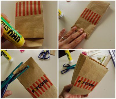 DIY Printable Popcorn Bag Tutorial & Free template (i will probably just print out a "popcorn" label, cut it out, and glue stick it on to each bag in the stack of brown paper lunch sacks i have already, though) Popcorn Diy, Popcorn Box Template, Popcorn Labels, Diy Popcorn, Box Template Printable, Perfect Popcorn, Popcorn Bag, Movie Night Birthday Party, Hollywood Party Theme