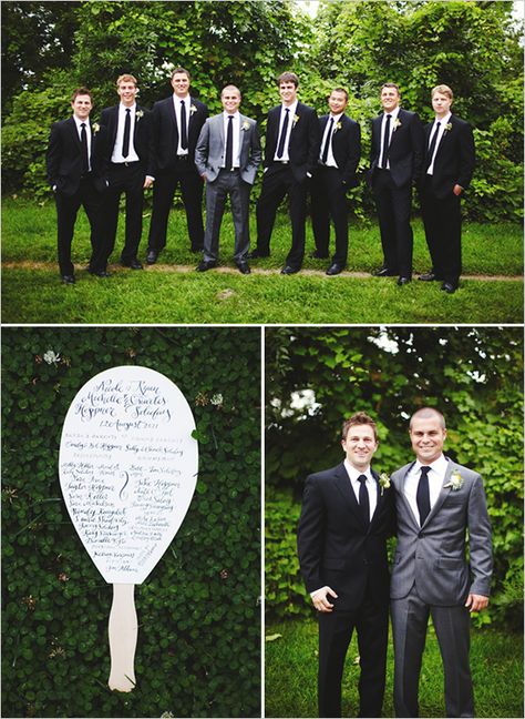 Gray Groom Black Groomsmen, Grey Groom Black Groomsmen, Tux Groomsmen, Groomsman Ideas, Groomsmen In Black, Black Groomsmen, Grey Groomsmen, White Ceremony, Grooms Men