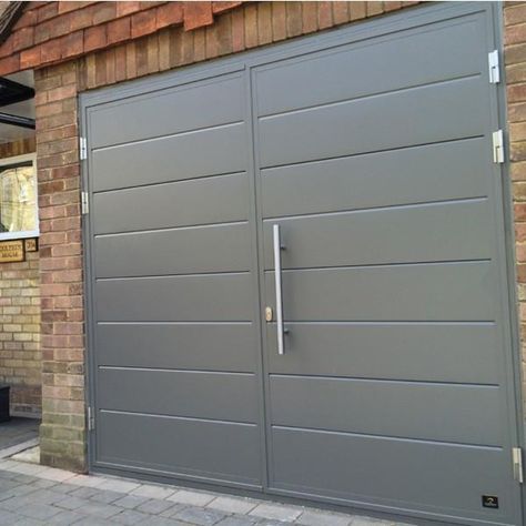 Ryterna Midrib Ryterna Side Hinged Steel | Ryterna Side Hinged from The Garage Door Centre Hinged Garage Doors, Garage Door Trim, Side Hinged Garage Doors, Garage Door Hinges, Porte In Ferro, Modern Garage Doors, Gate Designs Modern, Garage Door Types, Grill Gate Design