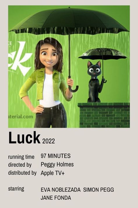 Luck 2022 Movie, Movies To Watch Animation, Luck Movie Poster, Luck Animation, Cartoon Movies To Watch, Luck 2022, Luck Poster, Lucky Film, Lucky Poster