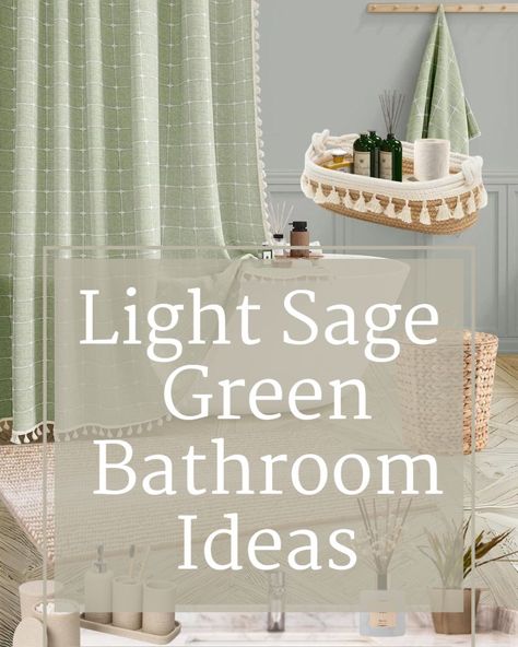 Light sage green bathroom ideas with beige bathroom accessories 🍃. Shop the look on my LTK @abloomdecor, or comment LINK and I'll send the link directly to your DMs! Sage Green And White Bathroom, Beige And Green Bathroom, Beige Bathroom, Green Bathroom, White Bathroom, Pale Green, Green Rug, Sage Green, Bathroom Accessories