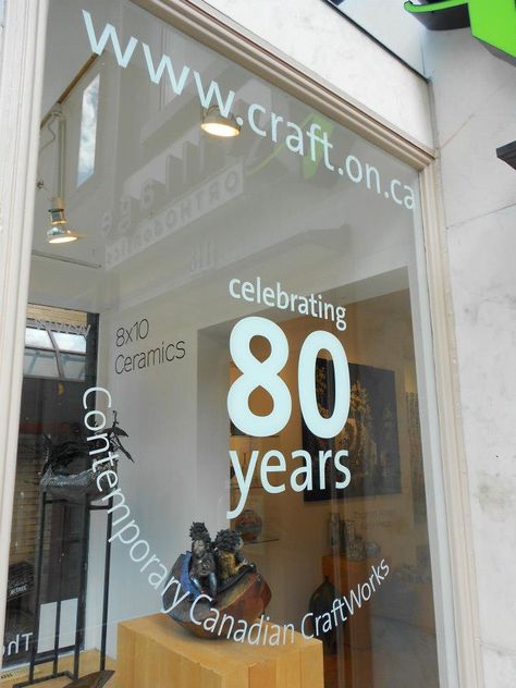 The Guild Shop -  80th Anniversary series: 8x10 Ceramics Store Anniversary Ideas Retail, Anniversary Plans, Jewelry Store Design, The Guild, 80th Anniversary, Window Ideas, 5th Anniversary, Store Displays, Window Art