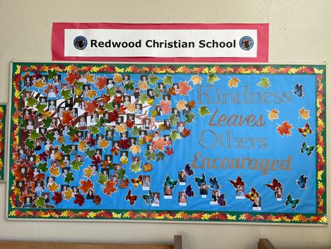 Kindness leaves others encouraged Fall Bulletin Board, Fall Bulletin Boards, Church Bulletin Boards, Church Bulletin, Christian School, Bulletin Boards, Bulletin Board, Encouragement, Bible