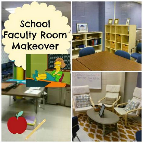 Teacher Lounge / Faculty Room Makeover on a Budget! Teachers Lounge Decor, Teachers Lounge Makeover, 29 Rooms, Staff Lounge, School Improvement, Teachers Room, Staff Room, Teachers Lounge, School Staff