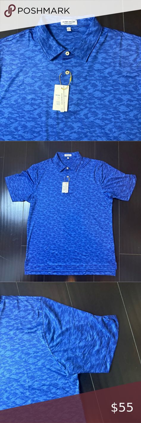 Peter Millar Crown Sport Men’s Large Summer Comfort Blue Fish All Over Golf Polo Blue Fish, Peter Millar, Sport Man, Golf Polo, Golf, Crown, Fish, Best Deals, Closet