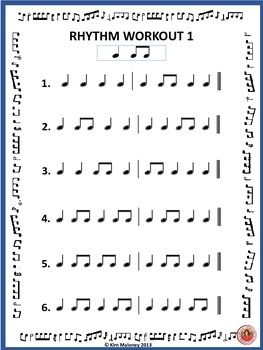 FREE download!  TWO Rhythm Workout pages!        #musiceducation     #musedchat Rhythm Activities, Music Theory Worksheets, Music Teaching Resources, Middle School Music, Music Lessons For Kids, Elementary Music Lessons, Music Lesson Plans, Music Rhythm, Preschool Music