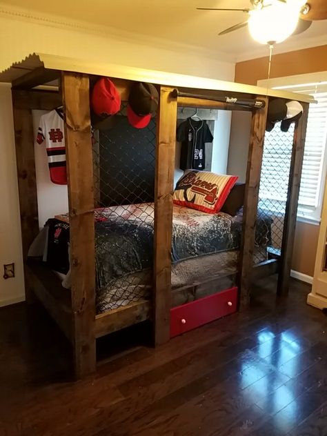 Kids Floor Bed Baseball, Baseball Dugout Bedroom, Baseball Bed For Boys, Boys Hunting Theme Beds, Baseball Bed, Kids Baseball Room Kohl's, Baseball Dugout, Baseball Bedroom, Baseball Room