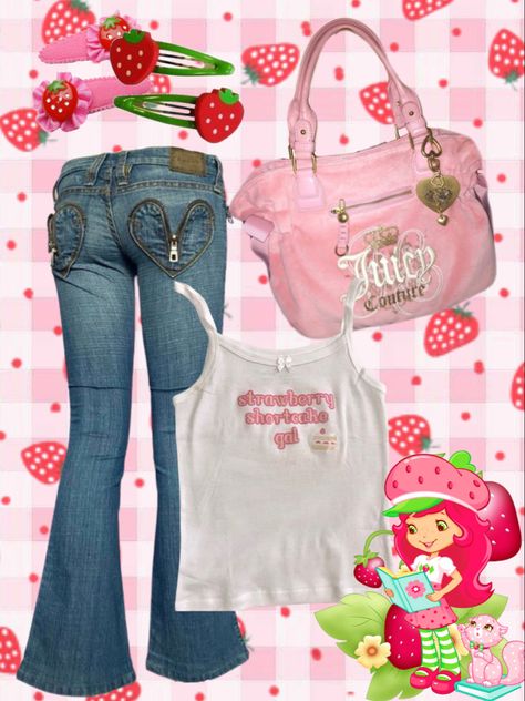 I Heart Me Shirt, Cute Strawberry Cake, Valentines Day Outfit Ideas, Strawberry Shortcake Outfits, Princess Couture, Y2k Outfit Ideas, Piper Mclean, Mood Clothes, Y2k Cute