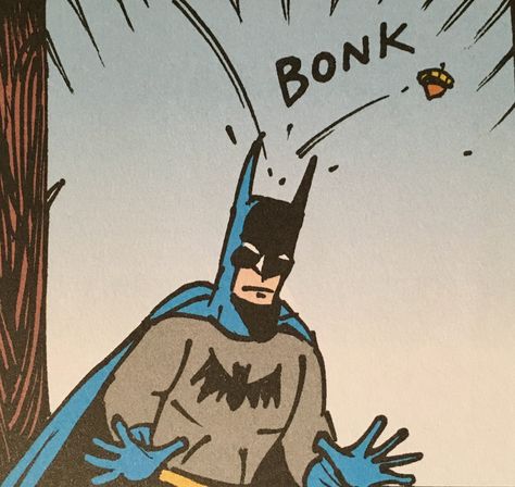 Batman gets bonked. Mutts comics. Goofy Batman Pfp, Dc Comics Funny Panels, Iconic Comic Panels, Batman Funny Comic, Batman Comics Pfp, Batman Listening To Music, Batman Panel Comic, Batman Comics Panels, Batman Comic Aesthetic