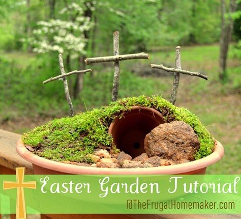 Easter garden Resurrection Garden, Christ Centered Easter, Empty Tomb, Easter Garden, Spring Projects, Easter Traditions, Easter Decorations Christian, Easter Centerpieces, Spring Holidays