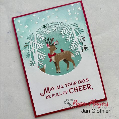 Reindeer Fun Stampin Up Cards 2024, Reindeer Days Stampin Up Cards, Stampin Up Reindeer, Reindeer Cards, Card Sketches Templates, Reindeer Card, Fun Christmas Cards, Holiday 2024, Blending Brush