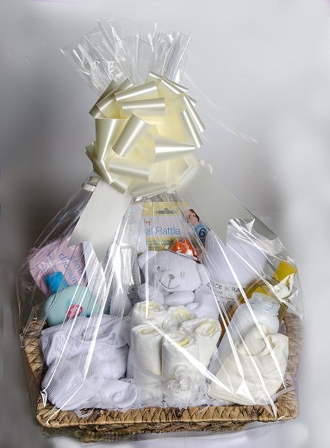 Newborn Gift Basket Hamper. Newborn Neutral Gift Hamper Ideal for Baby Showers & New Arrivals. Includes all the essentials for a New Arrival Fantastic Gift. Cellophane Gift Wrapped finished with a Bow & Gift Tag. Hampers For Newborn, Newborn Hamper, Essentials For Newborn, Baby Shower Cake Designs, Newborn Gift Basket, Basket Hamper, Baby Shower Baskets, Unisex Baby Gifts, Gender Reveal Gifts