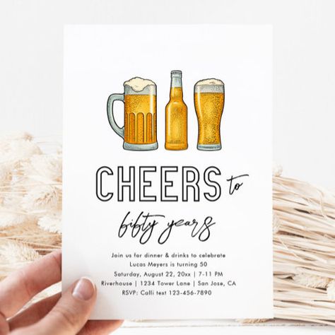 Beer Birthday Invitation Drinks Birthday Invite #zazzle #weddinginvitations #birthdayinvitations #babyshowerinvitations #zazzleinvitations #monogram #businesscards #graduation #homedecor Beer Birthday Invitations, Rustic Birthday, 50th Birthday Party Invitations, Dessert Party, Beer Birthday, 30th Birthday Invitations, 40th Birthday Invitations, 1st Birthday Invitations, 50th Birthday Party