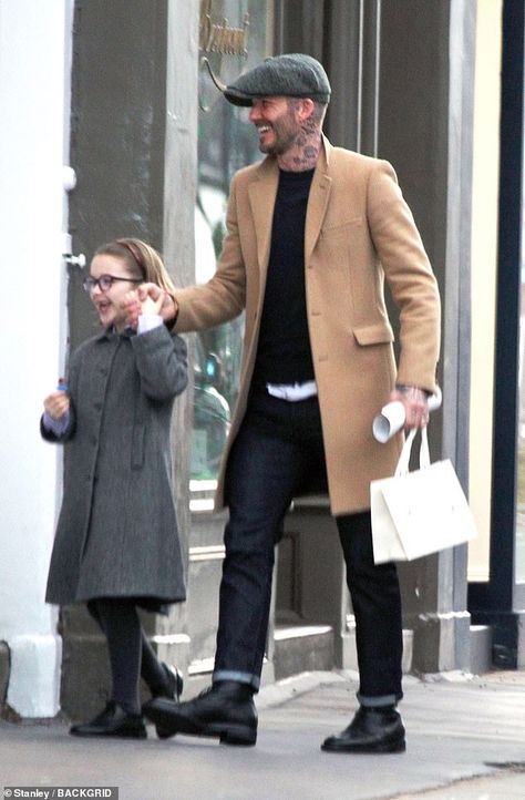 Harper Beckham puts on a display as she debuts stylish glasses during shopping spree with dad David | Daily Mail Online David Beckham Outfit, Old Money Summer Outfits Men, David Beckham Style Outfits, Old Money Summer Outfits, Old Money Summer, David Beckham Style, Black Chino Pants, Harper Beckham, Chino Pants Men