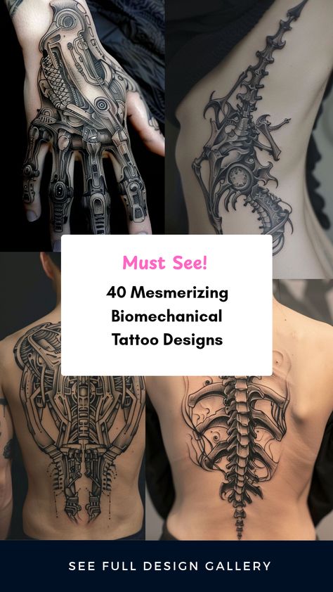 If you're searching for unique and striking tattoo ideas, these 40 mesmerizing biomechanical tattoo designs are sure to captivate you! From stunning biomechanical sleeve tattoos to intricate biomechanical back and rib tattoos, there's something for everyone. Each tattoo blends the beauty of the human form with mechanical elements, creating a breathtaking visual experience. Whether you're aiming for a biomechanical hand tattoo or a spine tattoo that tells a story, these designs will elevate your body art game. Explore the incredible world of biomechanical tattoos that redefine creativity! Mechanical Sleeve Tattoo, Transformers Tattoo, Mechanical Arm Tattoo, Biomechanical Tattoos, Biomechanical Tattoo Design, Robot Tattoo, Praying Hands Tattoo, Design Your Own Tattoo, Cowboy Tattoos