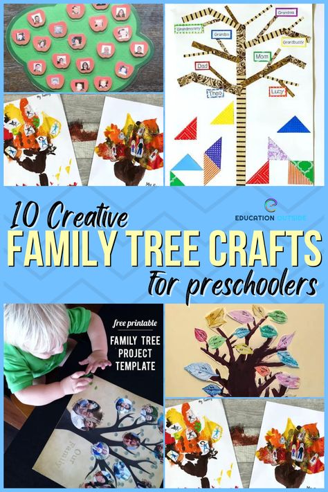 Preschool Family Tree Project, Pre K Family Tree Project, Toddler Family Tree Project, Family Tree For Preschoolers, First Grade Family Tree Project, How To Do A Family Tree Project, Family Tree Crafts For Toddlers, Pre K Family Tree Ideas, Family Tree Preschool Crafts