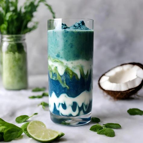 Celebrate Earth Day with an Earth Day Cloud Smoothie! This unique recipe not only pays homage to our beautiful planet but also delivers a powerhouse of nutrients. Cloud Smoothie, Matcha Yogurt, Unique Recipe, Blue Spirulina, Nutritious Smoothies, Frozen Pineapple, Banana Slice, Matcha Powder, Smoothie Ingredients