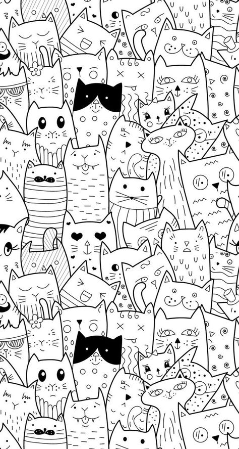 Fondo de pantalla Cats Doodle Art, Doodle Art Drawing Coloring Pages, Doodle Art Coloring Pages, Cat Doodle Art, Coloring Pages Cat, Cute Cat Coloring Pages, Cats Coloring Pages, Doodle Cats, Cat Coloring Pages