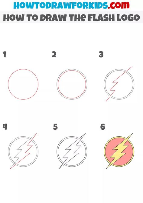 The Flash Logo, Sketchbook Diary, Zigzag Line, Draw Comics, Flash Logo, Easy Drawing Tutorial, Easy Doodles, Drawing Tutorials For Kids, Doodles Drawings