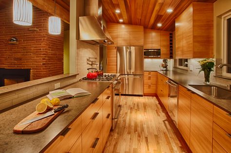 Semihandmade Douglas Fir IKEA™ Kitchen in Seattle, WA. Douglas Fir Kitchen, Palm Springs Interior Design, Modern Countertops, Silestone Countertops, Custom Cabinet Doors, Douglas Fir Wood, Ikea Kitchen Cabinets, Flat Panel Cabinets, Ikea Cabinets