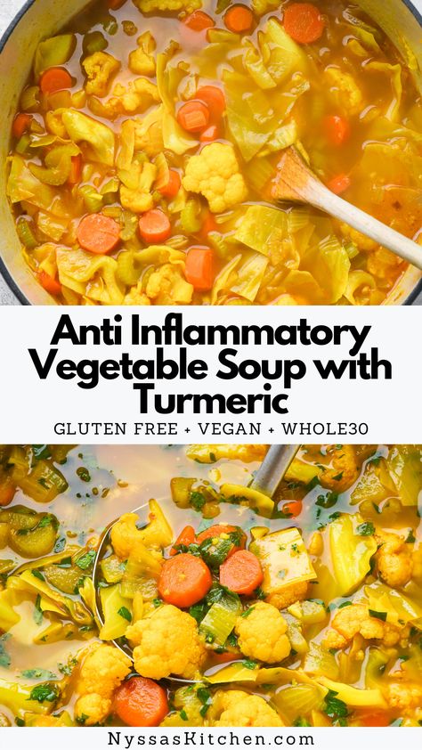 Soup With Turmeric, Anti Inflammation Recipes, Vegetable Soup Recipes, Veggie Soup, Vegan Soups, Vegan Soup, Nutrition Health, Healthy Soup Recipes, Healthy Soup