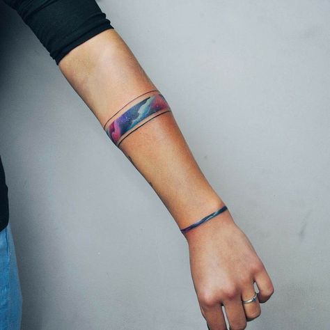 Space Bracelet, Wrist Band Tattoo, Pride Tattoo, Bracelet Tattoo, Forearm Band Tattoos, Armband Tattoo Design, Arm Band Tattoo, Space Tattoo, Tattoo Bracelet